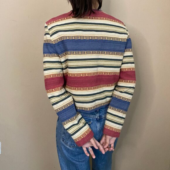 Vintage Roughrider Woven Stripe Jacket - Made in USA | Boho Western Style size L - Picture 5 of 7